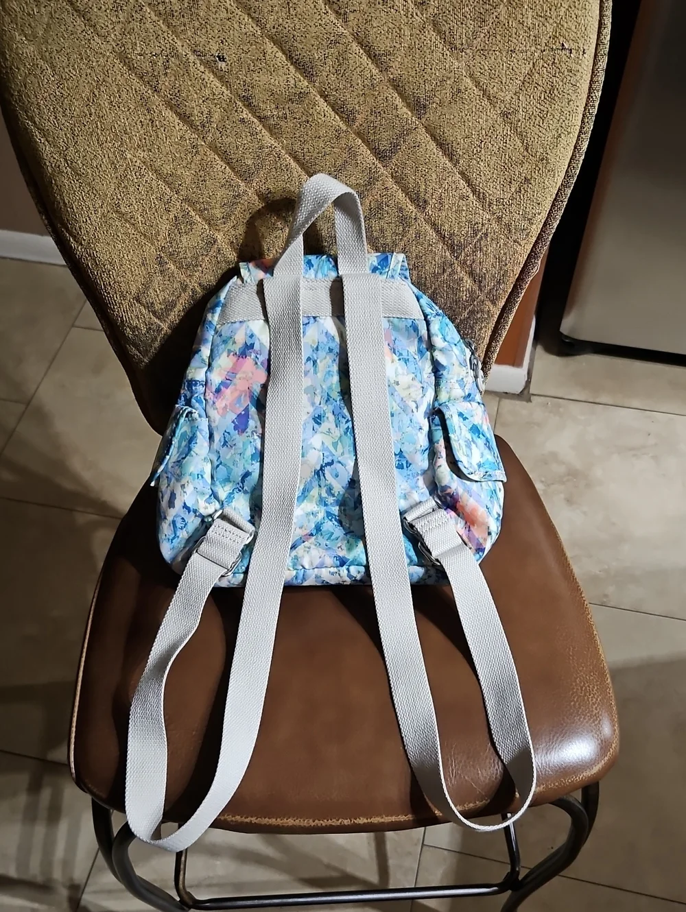 Kipling City Pack Small Printed Backpack Bag Blue Green Pink Purple Floral Print